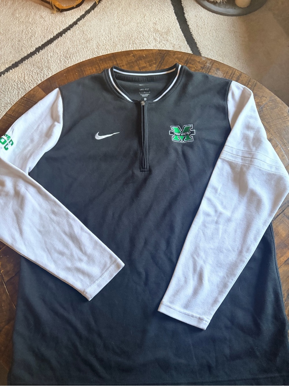 Nike Black & White Marshall Thundering Herd Quarter Zip